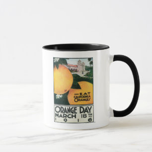 Äta CA-orangar på orange dag Mugg