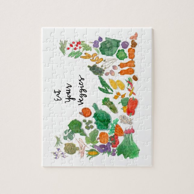 Äta dina Veggies (grönsakillustrationveganen) Pussel (Vertikal)