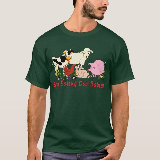 Äta djurbabyar tee shirt (Framsida)