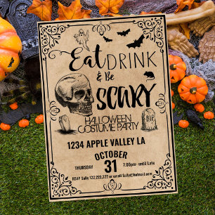 äta dricka och vara kuslig halloweenfest inbjudningar