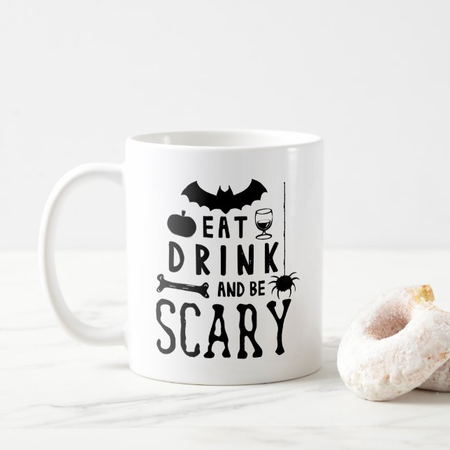 äta dricka och vara läskig halloween kaffemugg (Med munk)