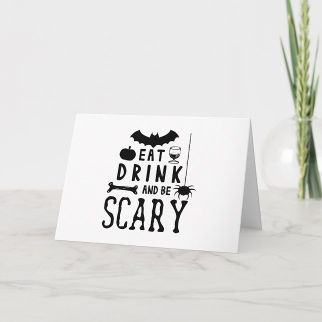äta dricka och vara läskig halloween kort (Framsida)