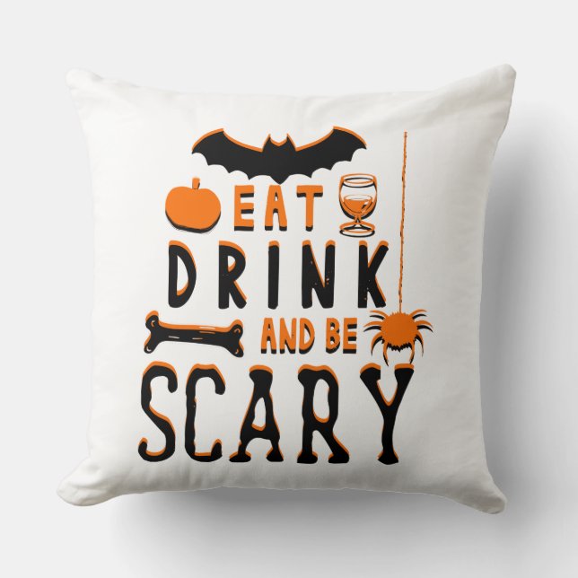 äta dricka och vara läskig halloween kudde (Framsida)