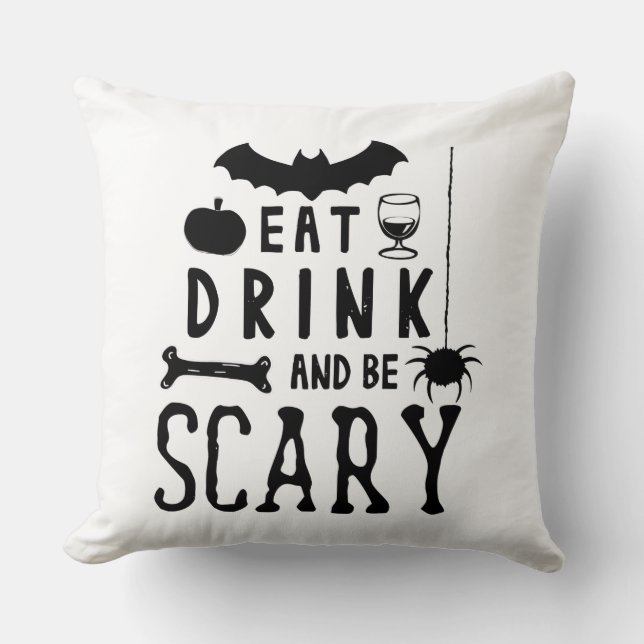 äta dricka och vara läskig halloween kudde (Framsida)