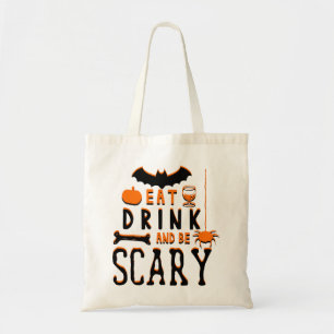 äta dricka och vara läskig halloween tygkasse