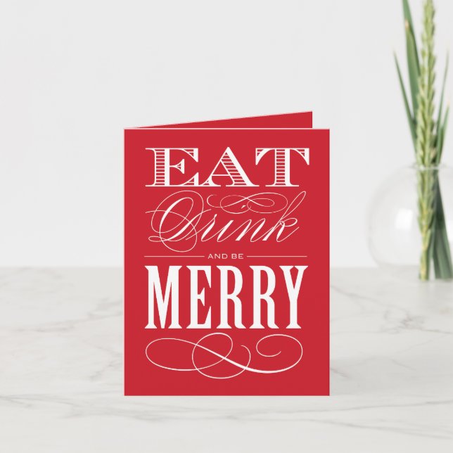 ÄTA DRINK OCH VARA MERRY | KORT FÖR FOLDADE GREETI (Framsida)