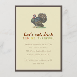 Äta drinken är den tacksamma vintagethanksgivingen inbjudningar