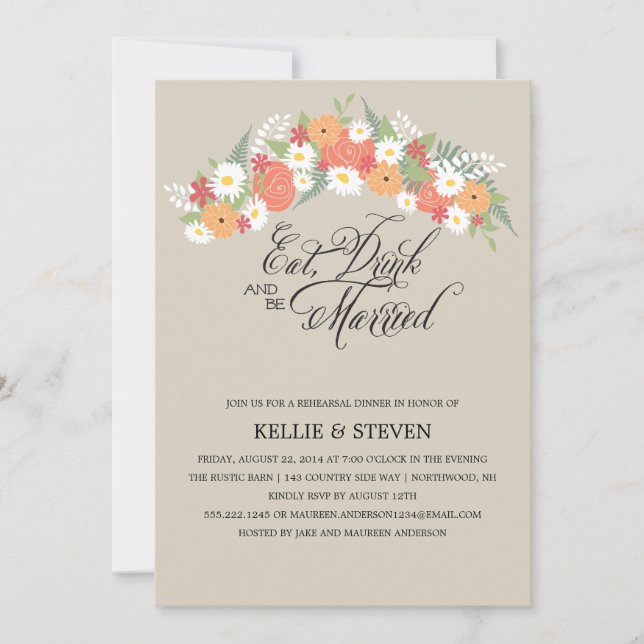 Äta drinken och var den att gifta sig lantliga inbjudningar (Framsida)