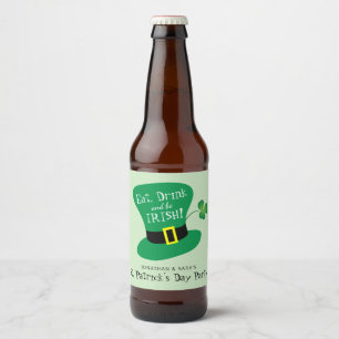 Äta, drinken och var det irländska Sts Patrick Ölflaska Etikett