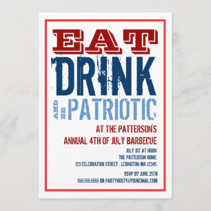Äta, drinken & var patriotisk 4th av det Juli Inbjudningar