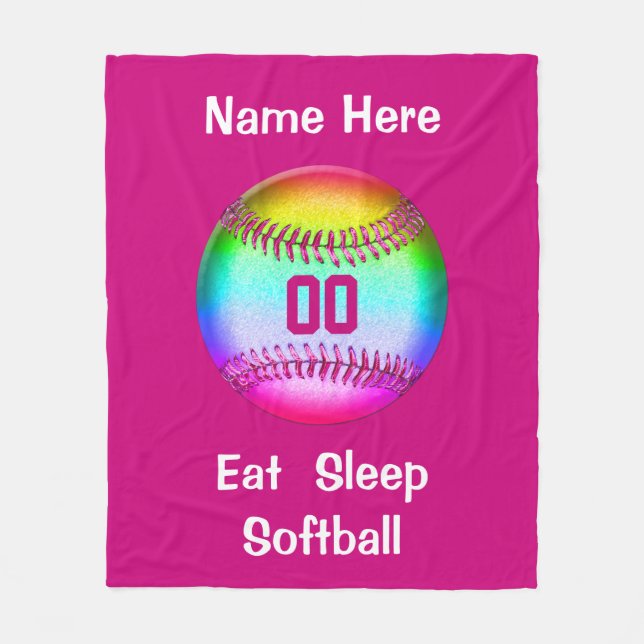 Äta filten för sömnsoftballullen din text, färg fleecefilt (Framsidan)