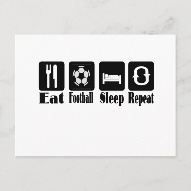 äta fotboll och sova och upprepa vykort (Framsida)