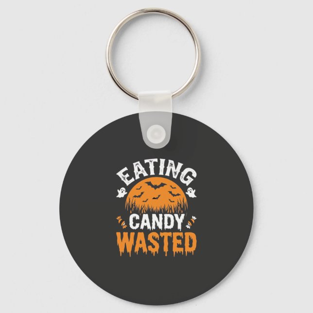 Äta Godis Slösar Halloween Design_1 Nyckelring (Framsida)