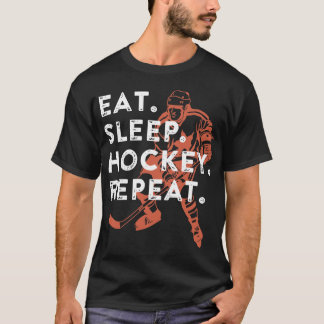 äta hockey för sömnhockeyrepetition t shirt