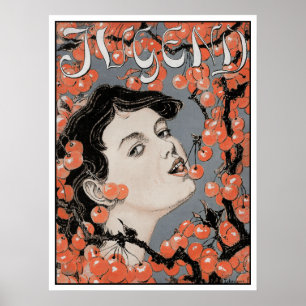 Äta körsbär - art nouveau - Jugend tidskrift Poster