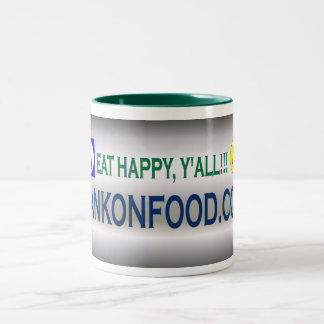 Äta lycklig dig--HankOnFood.com-kaffemugg! Två-Tonad Mugg