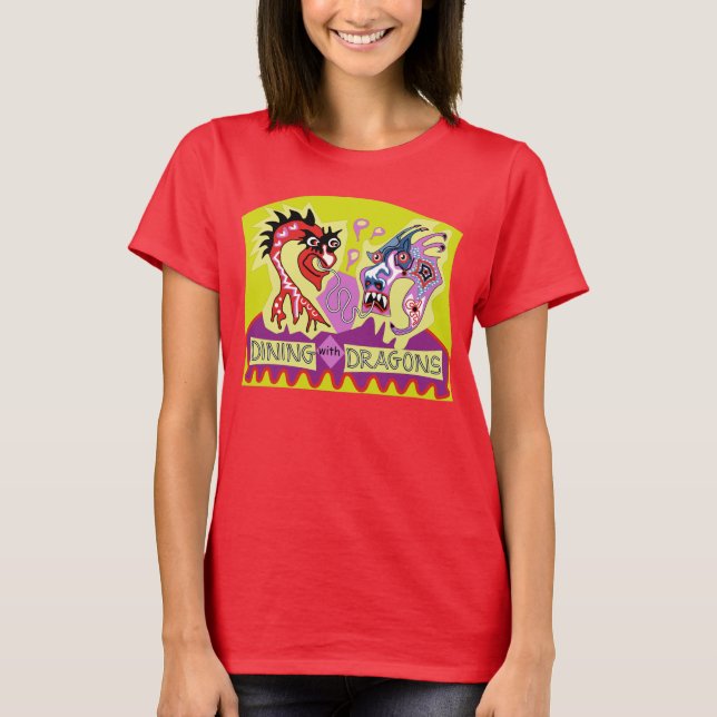 Äta middag med drakar t shirt (Framsida)