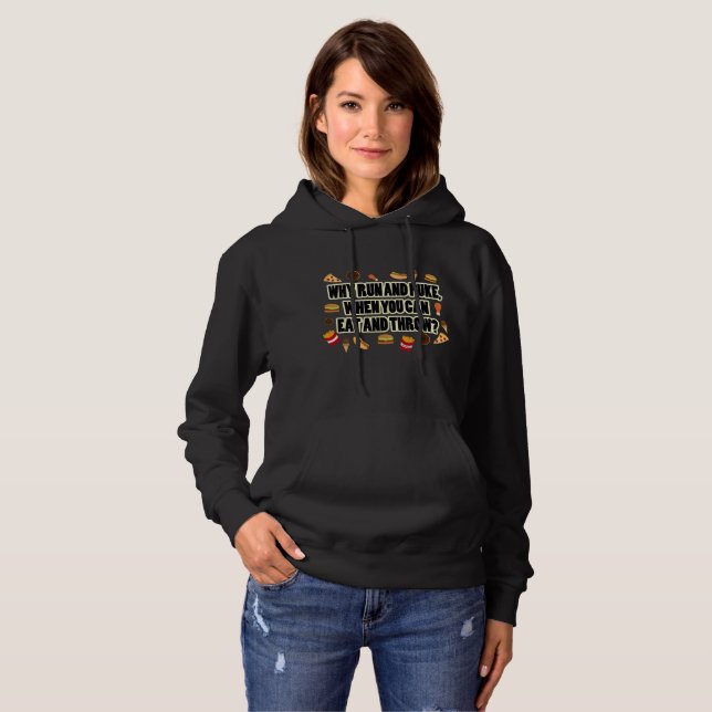 Äta och hoodien för Kastkulstötningdiskusen T-shirt (Hel framsida)