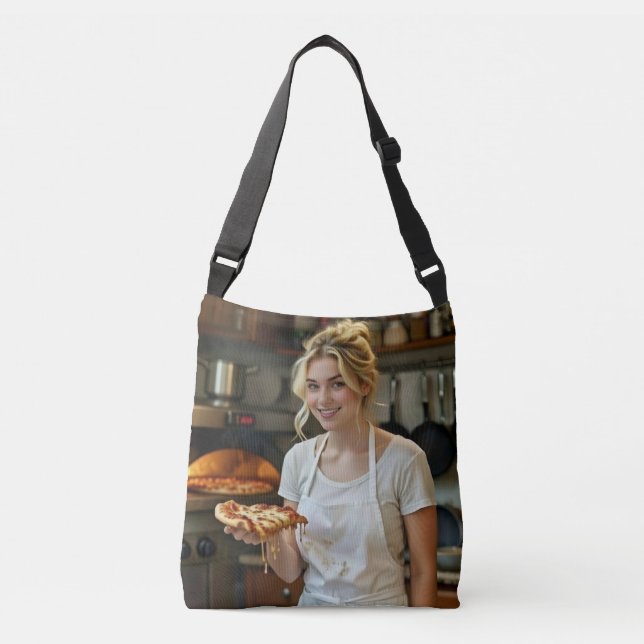 Äta Pizza Foto Anpassa Axelväska (Framsida)