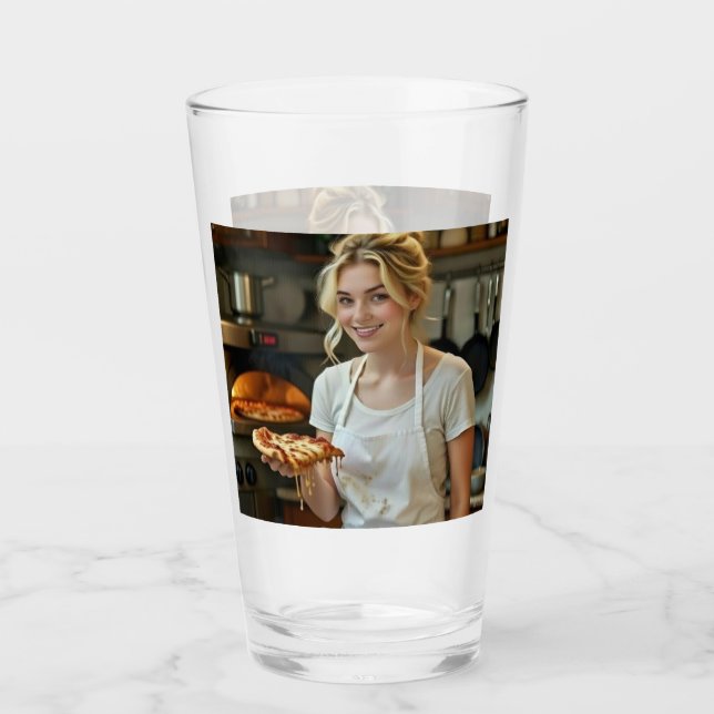 Äta Pizza Foto Anpassa Glaskopp (Framsida)
