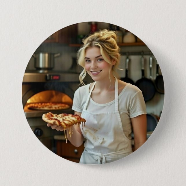 Äta Pizza Foto Anpassa Knapp (Framsida)