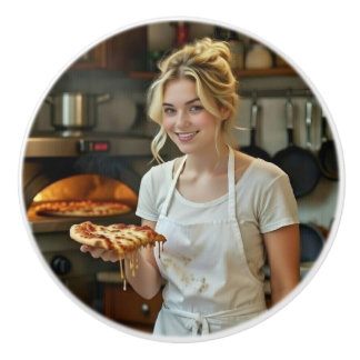 Äta Pizza Foto Anpassa Knopp