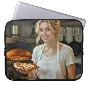 Äta Pizza Foto Anpassa Laptop Fodral