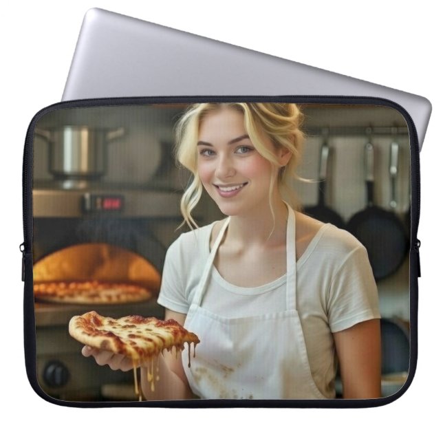 Äta Pizza Foto Anpassa Laptop Fodral (Framsidan)