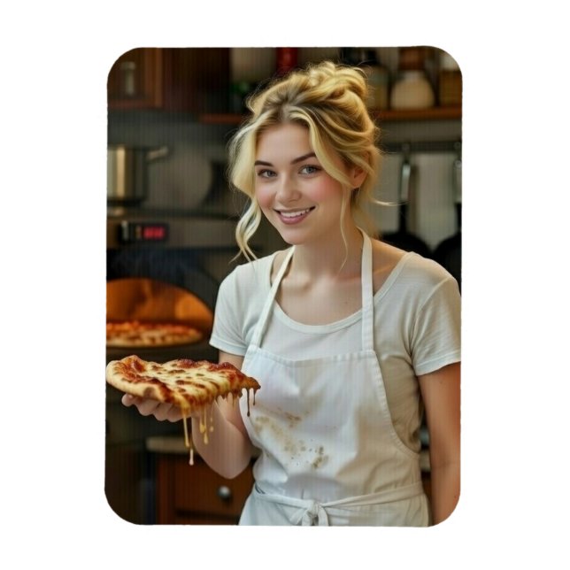 Äta Pizza Foto Anpassa Magnet (Vertikal)