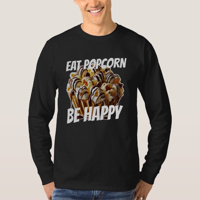 äta popcorn vara glad t shirt (Framsida)
