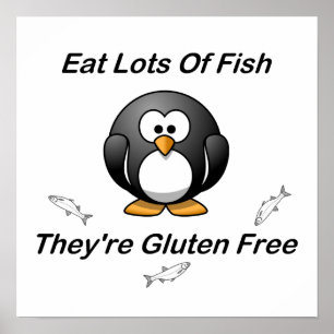 Äta raddor fiskar, dem är fri Gluten Poster