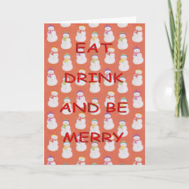 Äta röda röda snögubbear för drinken helgkort