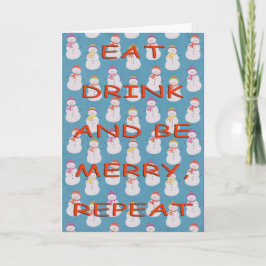 Äta röda snögubbear för drinkrepetition helgkort