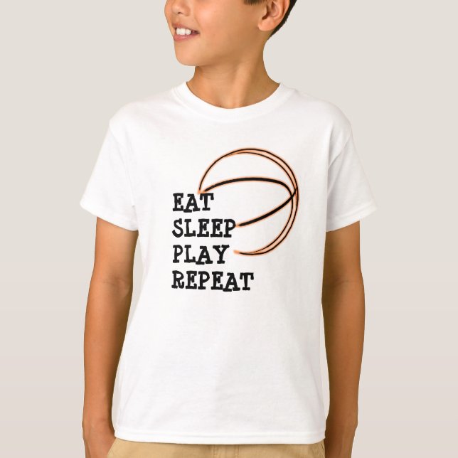Äta skjortan för basket för sömnlekrepetition tee shirt (Framsida)