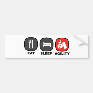 Äta. Sömn. Agility. Rött Bildekal