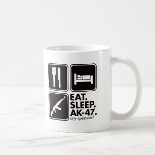 Äta sömn AK-47 - svart Kaffemugg