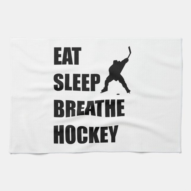 Äta sömn andas hockey kökshandduk (Horisontell)