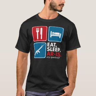 Äta sömn AR-15 - röda blått och vit T Shirt