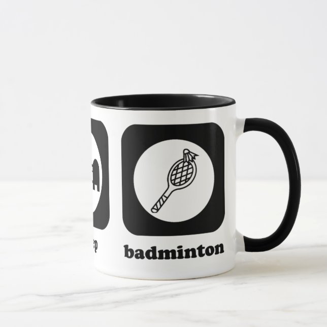 Äta. Sömn. Badminton. Mugg (Höger)