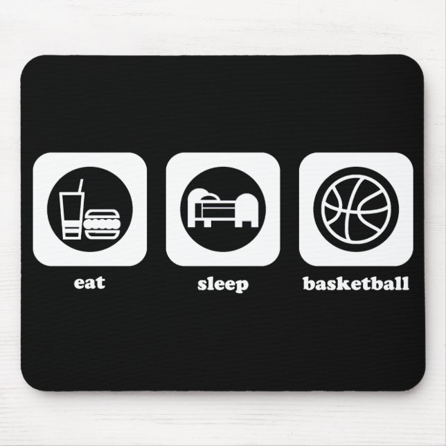 Äta. Sömn. Basket. Mousepad Musmatta (Framsidan)