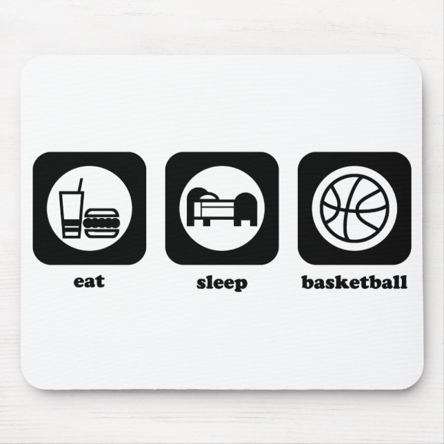 Äta. Sömn. Basket. Mousepad Musmatta (Framsidan)