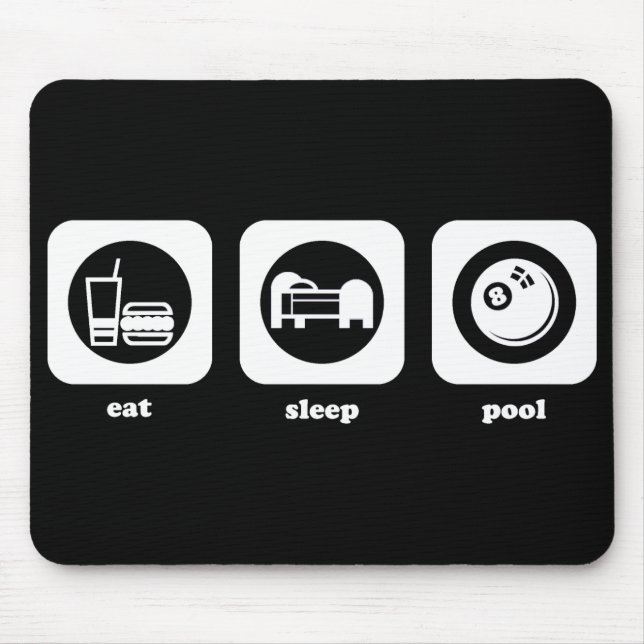 Äta. Sömn. Bassäng. Mousepad Musmatta (Framsidan)