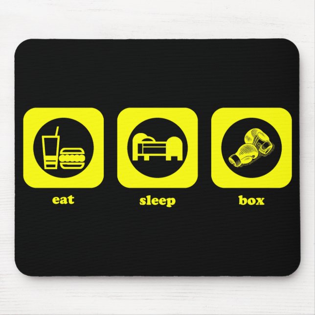 Äta. Sömn. Boxas. Mousepad Musmatta (Framsidan)