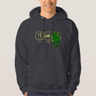 Äta - sömn - Cthulhu den Hooded tröjan Sweatshirt Med Luva