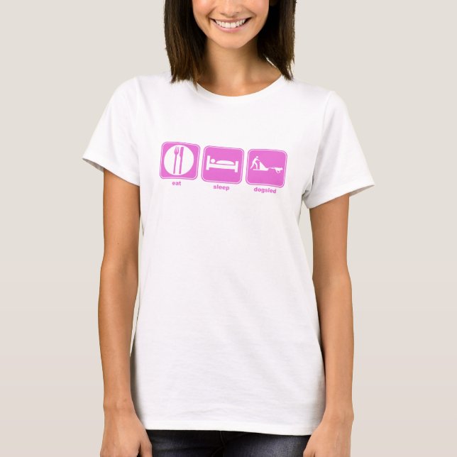 äta sömn dogsled rosor tee shirt (Framsida)