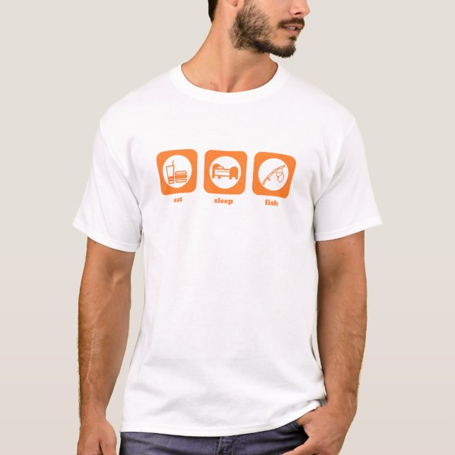 Äta. Sömn. Fisk. T-tröja T-shirt (Framsida)