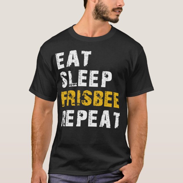 äta sömn frisbee t shirt (Framsida)