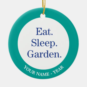 Äta. Sömn. Garden. Julgransprydnad Keramik