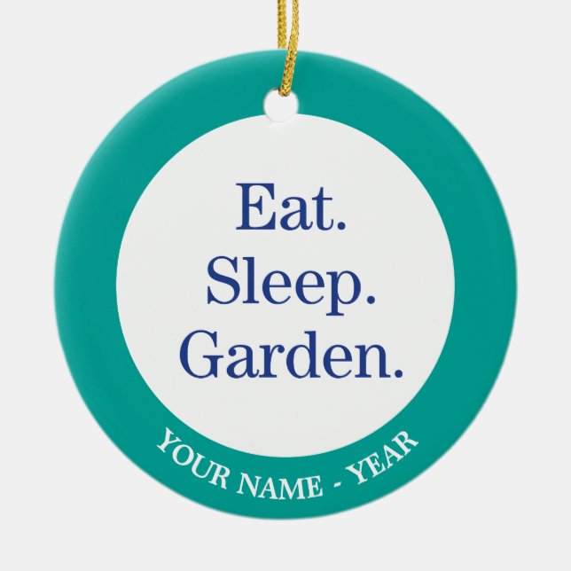 Äta. Sömn. Garden. Julgransprydnad Keramik (Framsidan)