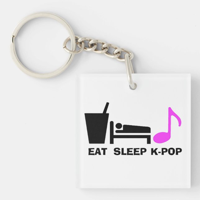 Äta sömn Kpop Keychain (Dual färg), (Framsidan)